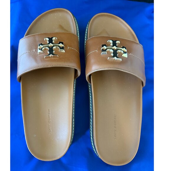 Authentic Tory Burch Britten Anatomic Leather Slide Lug Size 10 - Picture 5 of 6